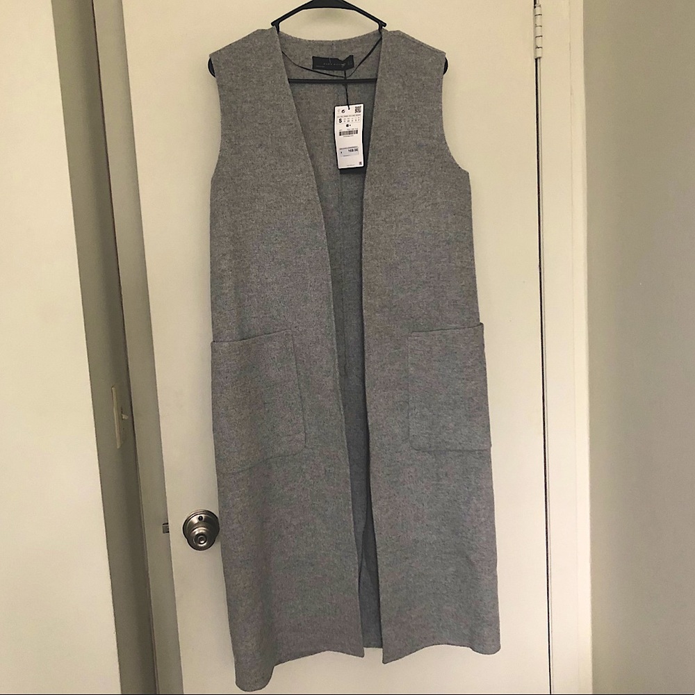 Zara long duster vest handmade size S NWT